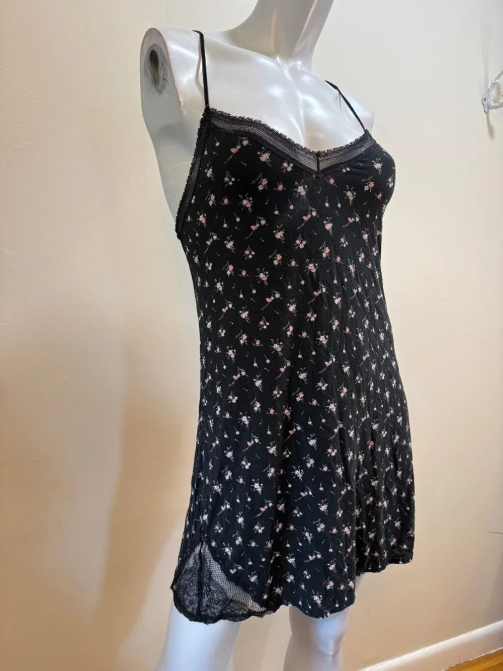 Lacey Strappy Mesh Coquette Floral Dainty Dreamy Whimsigoth Slip Dress XS